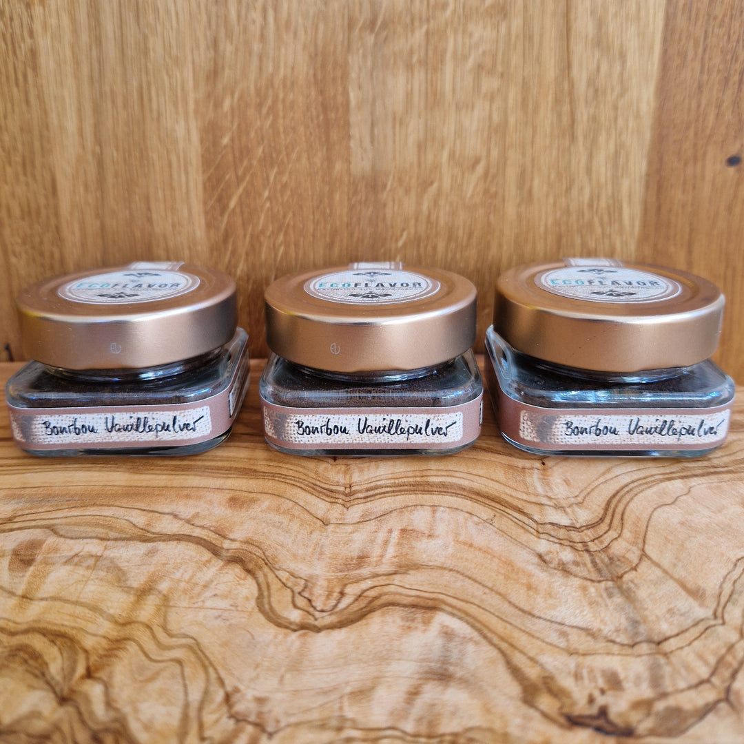 3er Set Bourbon Vanillepulver im Glas – aus ganzen Vanilleschoten, fein gemahlen, 100 % naturbelassen, intensiv aromatisch