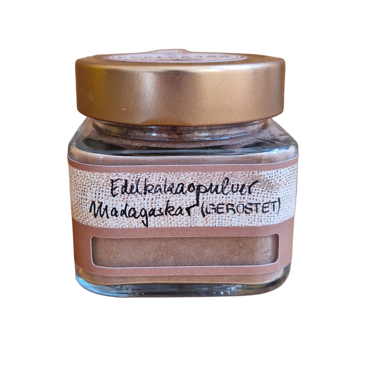 Edelkakaopulver aus dem Sambirano-Tal in Madagaskar – naturbelassen, aus gerösteten Kakaobohnen, intensiv aromatisch und ohne Zusätze von ecoflavor
